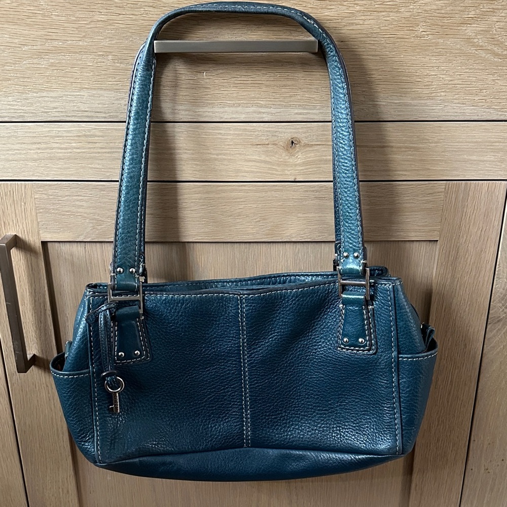 Fossil Teal Leather Shoulder Bag